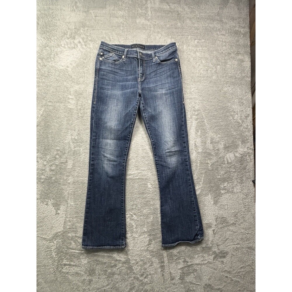 Rock & Republic Womens Jeans Size 12 Bootcut Flap Pockets Bling